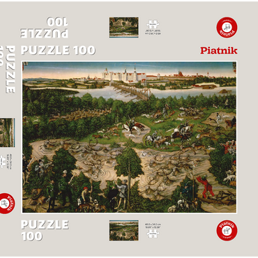 Darstellung des Puzzle Motivs Piatnik: Hirschjagd des Kurfürsten Johann Friedrich 100 Puzzle Schachtel 3D Modell