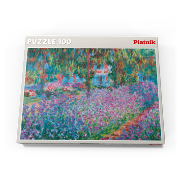 Darstellung des Puzzle Motivs Piatnik: Irisbeet in Monets Garten 100 Puzzle Schachtel Ansicht3