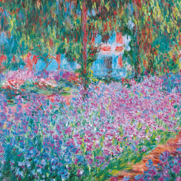 Darstellung des Puzzle Motivs Piatnik: Irisbeet in Monets Garten 100 Puzzle 3D Modell