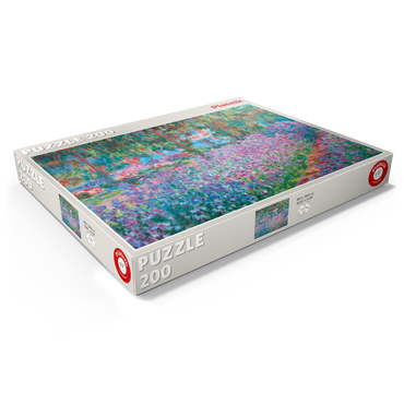 Darstellung des Puzzle Motivs Piatnik: Irisbeet in Monets Garten 200 Puzzle Schachtel Ansicht1
