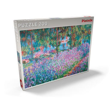 Darstellung des Puzzle Motivs Piatnik: Irisbeet in Monets Garten 200 Puzzle Schachtel Ansicht2