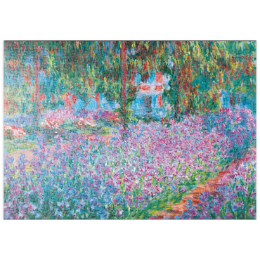 Darstellung des Puzzle Motivs puzzleplate Piatnik: Irisbeet in Monets Garten 500 Puzzle