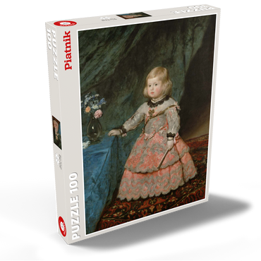 Darstellung des Puzzle Motivs Piatnik: Infantin Margarita Teresa in rosafarbenem Kleid 100 Puzzle Schachtel Ansicht2