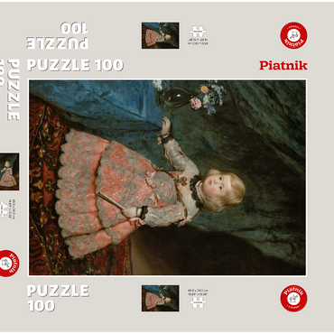 Darstellung des Puzzle Motivs Piatnik: Infantin Margarita Teresa in rosafarbenem Kleid 100 Puzzle Schachtel 3D Modell