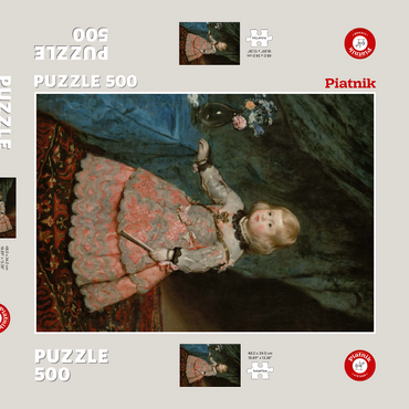 Darstellung des Puzzle Motivs Piatnik: Infantin Margarita Teresa in rosafarbenem Kleid 500 Puzzle Schachtel 3D Modell