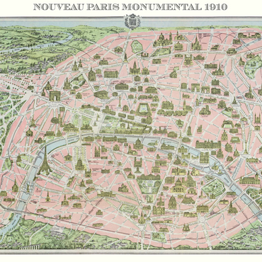 Darstellung des Puzzle Motivs Piatnik: Stadtplan Paris 1910 1000 Puzzle 3D Modell