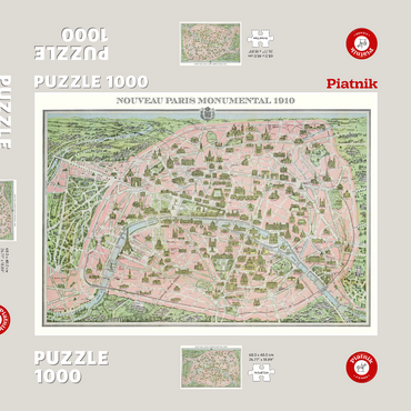 Darstellung des Puzzle Motivs Piatnik: Stadtplan Paris 1910 1000 Puzzle Schachtel 3D Modell