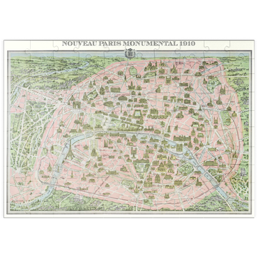 Darstellung des Puzzle Motivs puzzleplate Piatnik: Stadtplan Paris 1910 100 Puzzle