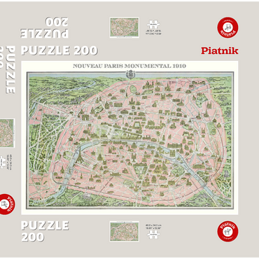 Darstellung des Puzzle Motivs Piatnik: Stadtplan Paris 1910 200 Puzzle Schachtel 3D Modell