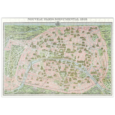 Darstellung des Puzzle Motivs puzzleplate Piatnik: Stadtplan Paris 1910 500 Puzzle