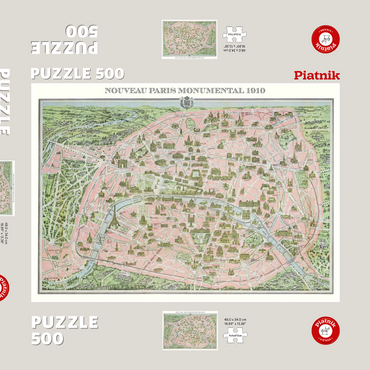 Darstellung des Puzzle Motivs Piatnik: Stadtplan Paris 1910 500 Puzzle Schachtel 3D Modell