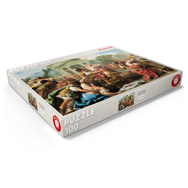 Darstellung des Puzzle Motivs Piatnik: Der Raub der Sabinerinnen 100 Puzzle Schachtel Ansicht1