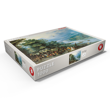 Darstellung des Puzzle Motivs Piatnik: Landschaft mit dem jungen Tobias 1000 Puzzle Schachtel Ansicht1