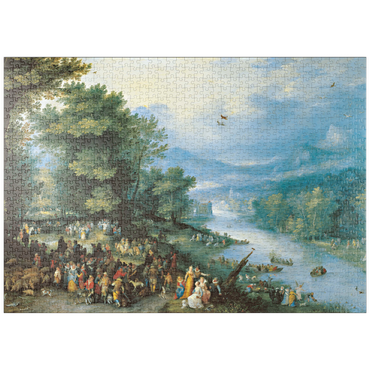 Darstellung des Puzzle Motivs puzzleplate Piatnik: Landschaft mit dem jungen Tobias 1000 Puzzle