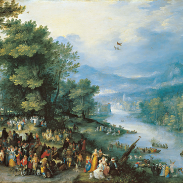 Darstellung des Puzzle Motivs Piatnik: Landschaft mit dem jungen Tobias 1000 Puzzle 3D Modell