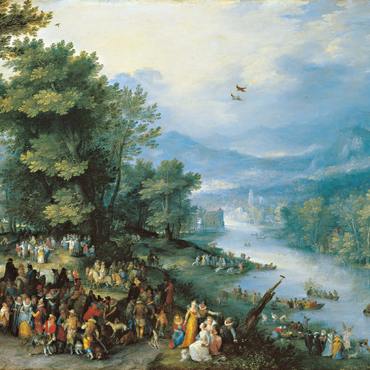 Darstellung des Puzzle Motivs Piatnik: Landschaft mit dem jungen Tobias 200 Puzzle 3D Modell