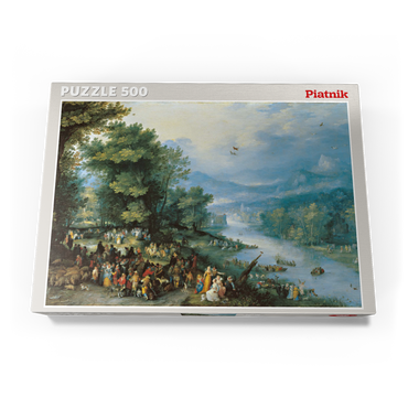 Darstellung des Puzzle Motivs Piatnik: Landschaft mit dem jungen Tobias 500 Puzzle Schachtel Ansicht3