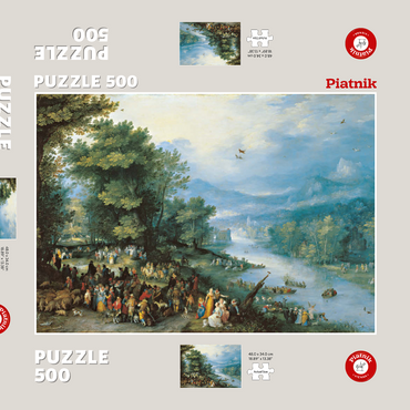 Darstellung des Puzzle Motivs Piatnik: Landschaft mit dem jungen Tobias 500 Puzzle Schachtel 3D Modell