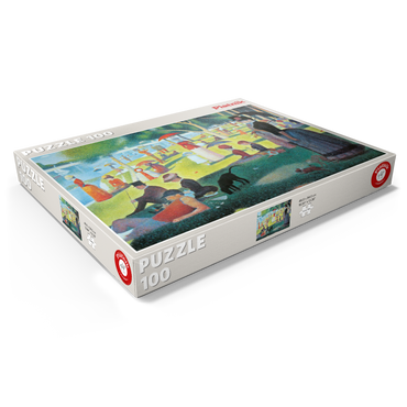 Darstellung des Puzzle Motivs Piatnik: Ein Sonntagnachmittag auf der Insel La Grande Jatte 100 Puzzle Schachtel Ansicht1