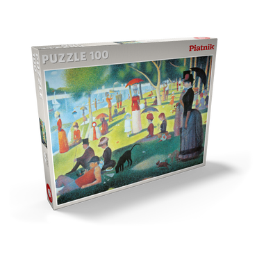 Darstellung des Puzzle Motivs Piatnik: Ein Sonntagnachmittag auf der Insel La Grande Jatte 100 Puzzle Schachtel Ansicht2
