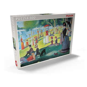 Darstellung des Puzzle Motivs Piatnik: Ein Sonntagnachmittag auf der Insel La Grande Jatte 500 Puzzle Schachtel Ansicht2