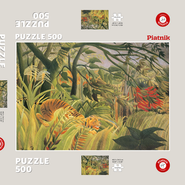 Darstellung des Puzzle Motivs Piatnik: Tiger in einem tropischen Sturm 500 Puzzle Schachtel 3D Modell