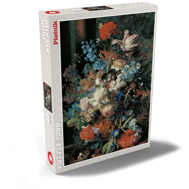 Darstellung des Puzzle Motivs Piatnik: Blumenstrauß vor Parklandschaft 1000 Puzzle Schachtel Ansicht2