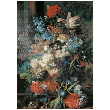 Darstellung des Puzzle Motivs puzzleplate Piatnik: Blumenstrauß vor Parklandschaft 1000 Puzzle