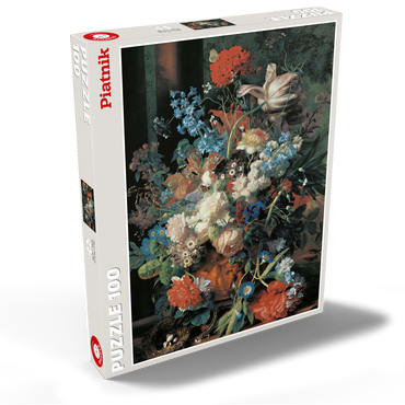 Darstellung des Puzzle Motivs Piatnik: Blumenstrauß vor Parklandschaft 100 Puzzle Schachtel Ansicht2