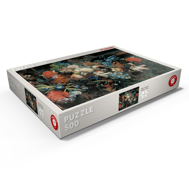 Darstellung des Puzzle Motivs Piatnik: Blumenstrauß vor Parklandschaft 500 Puzzle Schachtel Ansicht1