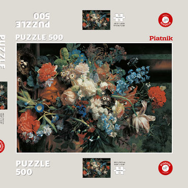 Darstellung des Puzzle Motivs Piatnik: Blumenstrauß vor Parklandschaft 500 Puzzle Schachtel 3D Modell