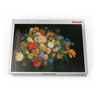 Darstellung des Puzzle Motivs Piatnik: Ein Blumenstrauß in einer Vase 1000 Puzzle Schachtel Ansicht3