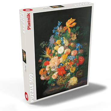 Darstellung des Puzzle Motivs Piatnik: Ein Blumenstrauß in einer Vase 100 Puzzle Schachtel Ansicht2