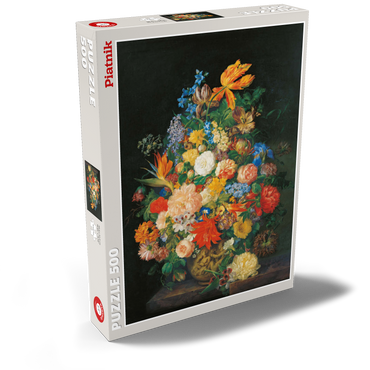 Darstellung des Puzzle Motivs Piatnik: Ein Blumenstrauß in einer Vase 500 Puzzle Schachtel Ansicht2