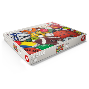 Darstellung des Puzzle Motivs Piatnik: Sports / Bälle 100 Puzzle Schachtel Ansicht1