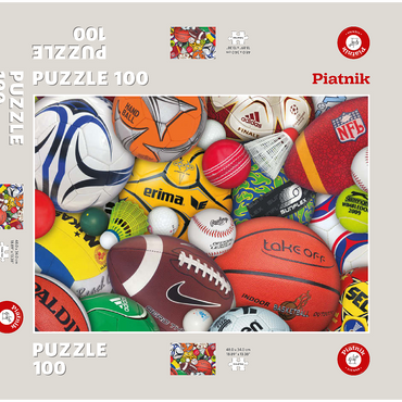 Darstellung des Puzzle Motivs Piatnik: Sports / Bälle 100 Puzzle Schachtel 3D Modell