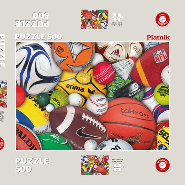 Darstellung des Puzzle Motivs Piatnik: Sports / Bälle 500 Puzzle Schachtel 3D Modell