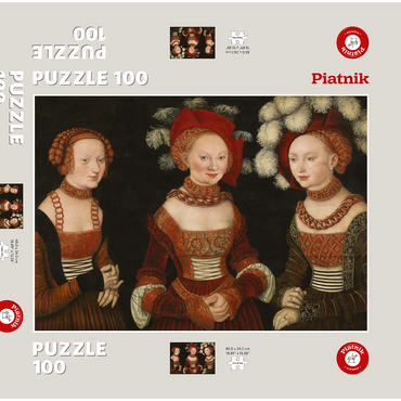 Darstellung des Puzzle Motivs Piatnik: Die Prinzessinnen Sibylla, Emilia und Sidonia 100 Puzzle Schachtel 3D Modell