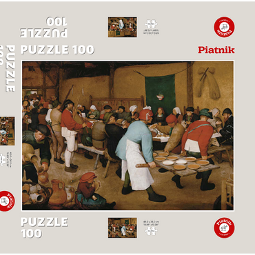 Darstellung des Puzzle Motivs Piatnik: Die Bauernhochzeit 100 Puzzle Schachtel 3D Modell
