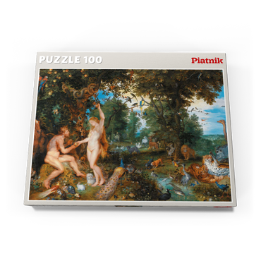 Darstellung des Puzzle Motivs Piatnik: Der Garten Eden mit dem Sündenfall 100 Puzzle Schachtel Ansicht3