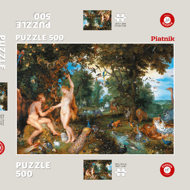 Darstellung des Puzzle Motivs Piatnik: Der Garten Eden mit dem Sündenfall 500 Puzzle Schachtel 3D Modell