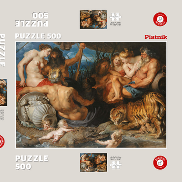 Darstellung des Puzzle Motivs Piatnik: Die vier Flüsse des Paradieses 500 Puzzle Schachtel 3D Modell