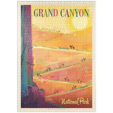 Darstellung des Puzzle Motivs puzzleplate Grand Canyon National Park: Mule Train (Mod Design), Vintage Poster 1000 Puzzle