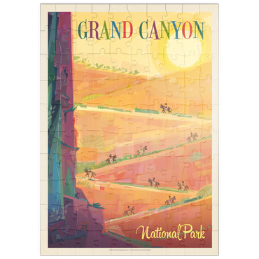 Darstellung des Puzzle Motivs puzzleplate Grand Canyon National Park: Mule Train (Mod Design), Vintage Poster 100 Puzzle