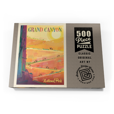 Darstellung des Puzzle Motivs Grand Canyon National Park: Mule Train (Mod Design), Vintage Poster 500 Puzzle Schachtel Ansicht3