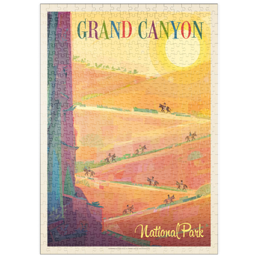 Darstellung des Puzzle Motivs puzzleplate Grand Canyon National Park: Mule Train (Mod Design), Vintage Poster 500 Puzzle