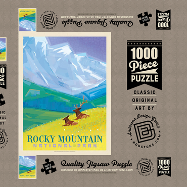 Darstellung des Puzzle Motivs Rocky Mountain National Park (Mod Design, Vintage Poster 1000 Puzzle Schachtel 3D Modell