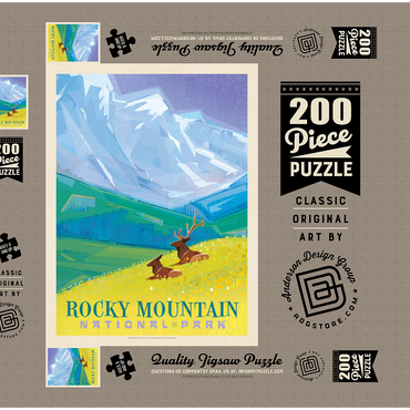 Darstellung des Puzzle Motivs Rocky Mountain National Park (Mod Design, Vintage Poster 200 Puzzle Schachtel 3D Modell