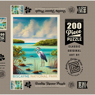 Darstellung des Puzzle Motivs Biscayne National Park: Among The Mangroves, Vintage Poster 200 Puzzle Schachtel 3D Modell