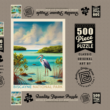 Darstellung des Puzzle Motivs Biscayne National Park: Among The Mangroves, Vintage Poster 500 Puzzle Schachtel 3D Modell